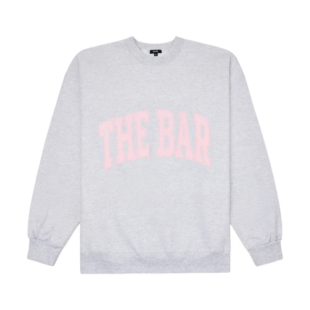 The Bar Light Gray Sweatshirt with Pink Lettering